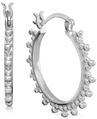 Shop Essentials Beaded Small Hoop Earrings In Silver Plated