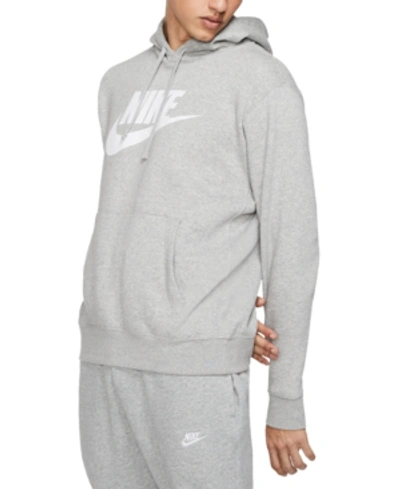 Shop Nike Men's Sportswear Club Fleece Graphic Pullover Hoodie In Grey Heather