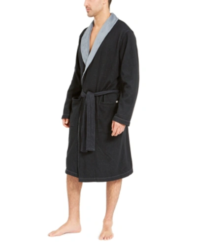 Shop Ugg Men's Robinson Fleece Robe In Black Bear Heather