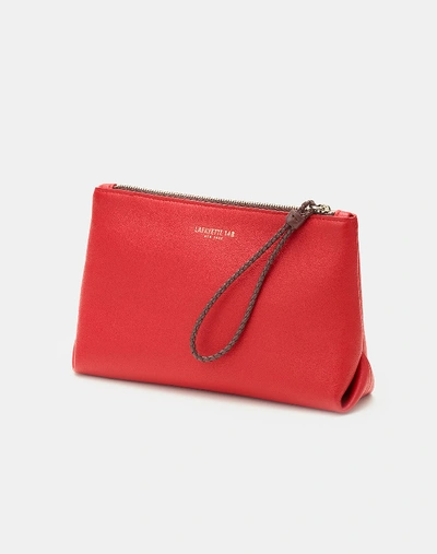 Shop Lafayette 148 Leather Cosmetic Case In Redcurrant