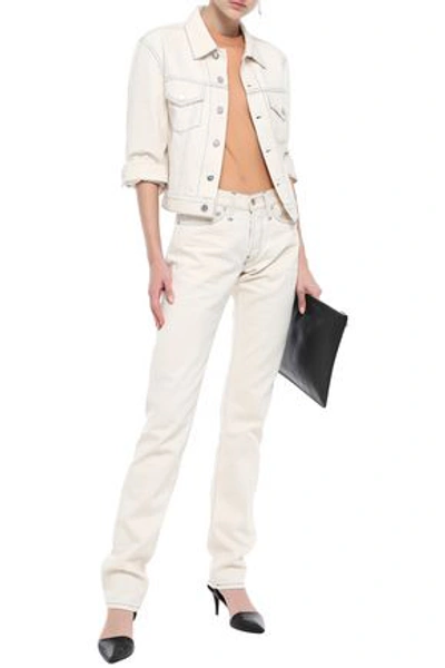 Shop Helmut Lang Low-rise Slim-leg Jeans In Ivory