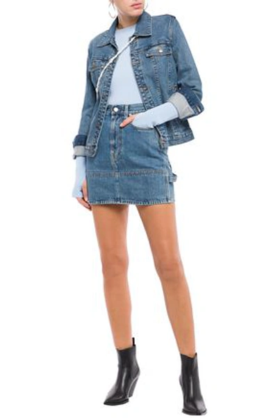 Shop Helmut Lang Denim Mini Skirt In Mid Denim