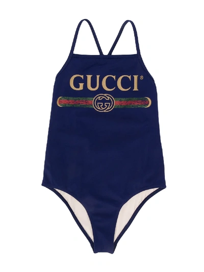 Shop Gucci Badeanzug Mit Logo In Blue