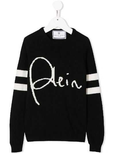 Shop Philipp Plein Junior Signature Pullover In Black