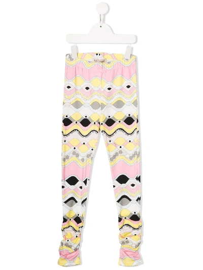 Emilio Pucci Junior All-over Print Leggings In White
