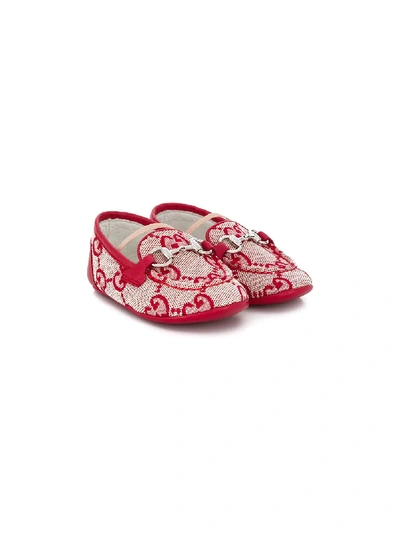 Shop Gucci Gg Horsebit Pre-walkers In Red