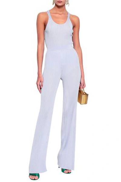 Shop Emilio Pucci Ribbed-knit Bootcut Pants In Lilac