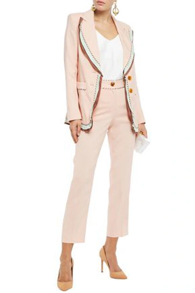 Shop Peter Pilotto Cropped Stretch-crepe Straight-leg Pants In Blush