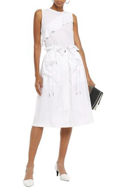 Shop Proenza Schouler Ruffle-trimmed Cotton-poplin Skirt In White