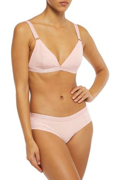 Shop Stella Mccartney Betty Twinkling Flocked Stretch-mesh Triangle Bra In Blush