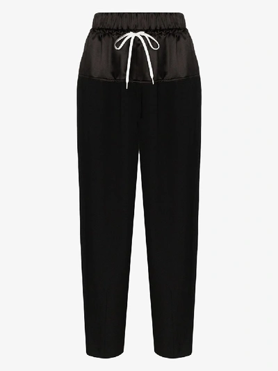 Shop Givenchy Wide Leg Silk Track Pants In Black