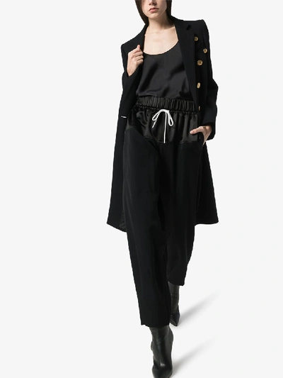 Shop Givenchy Wide Leg Silk Track Pants In Black