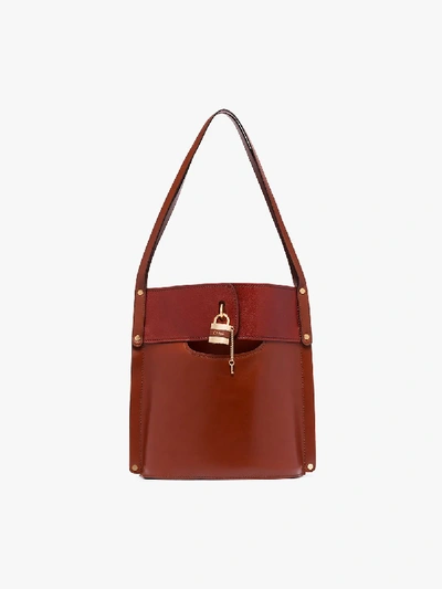 Shop Chloé Brown Aby Leather Tote Bag