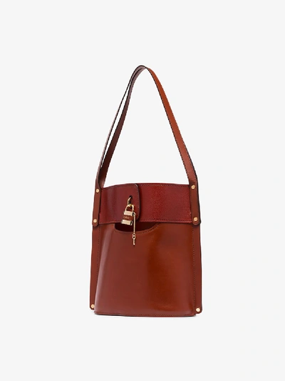 Shop Chloé Brown Aby Leather Tote Bag