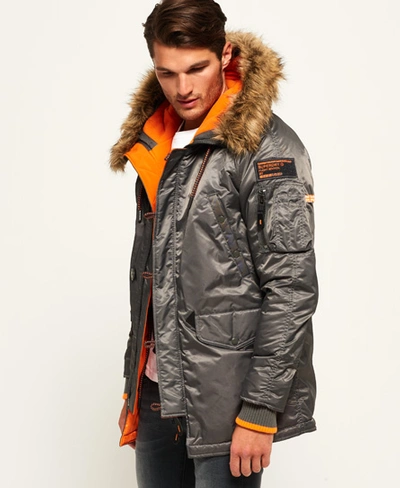 Shop Superdry Sd-3 Parka Coat In Grey