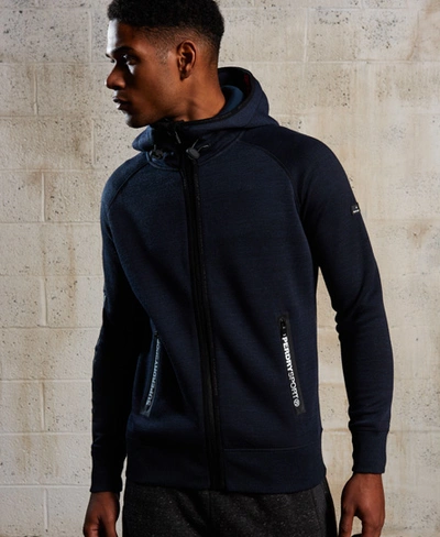 Shop Superdry Gym Tech Zip Hoodie In Blue