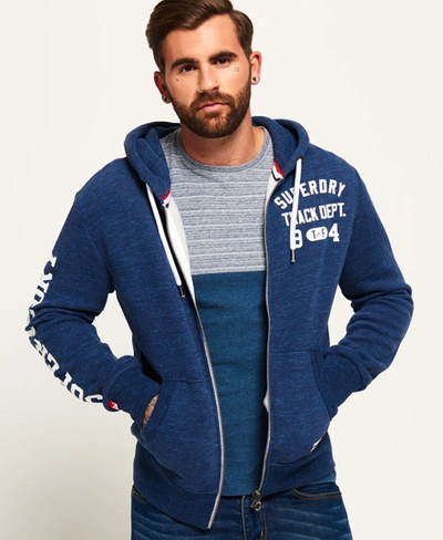 Shop Superdry Track & Field Zip Hoodie In Blue