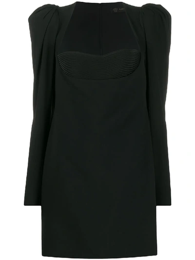 Shop Versace Structured Shoulder Bodice Dress In Black