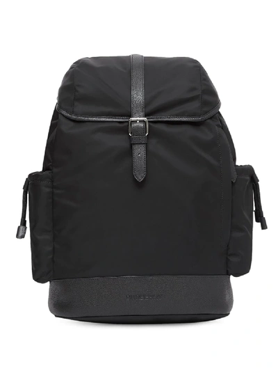 Shop Burberry Leather-trim Baby Changing Backpack In Black