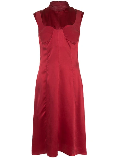 Delada Silk Cut-out Detail Dress In Red