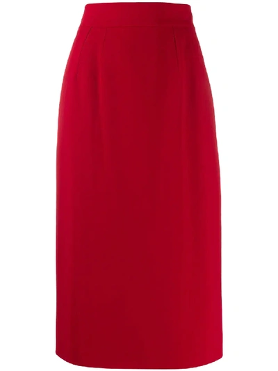 Shop Dolce & Gabbana High-waisted Pencil Skirt In Red