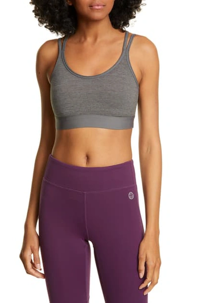 Shop Tory Sport Cross Back Sports Bra In Dark Gray Heather