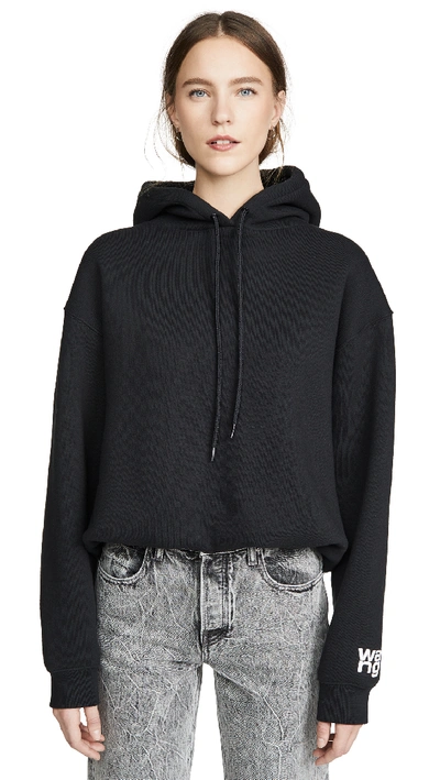 Shop Alexander Wang T Dense Fleece Bubble Hoodie In Black