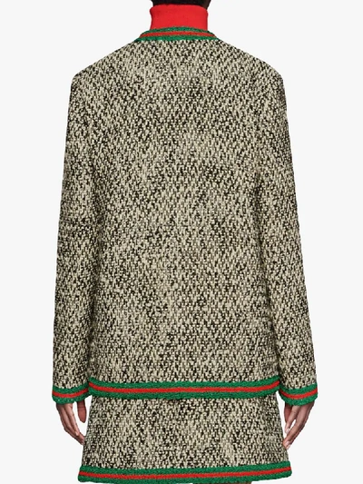 Shop Gucci Tweed Web Jacket In Black