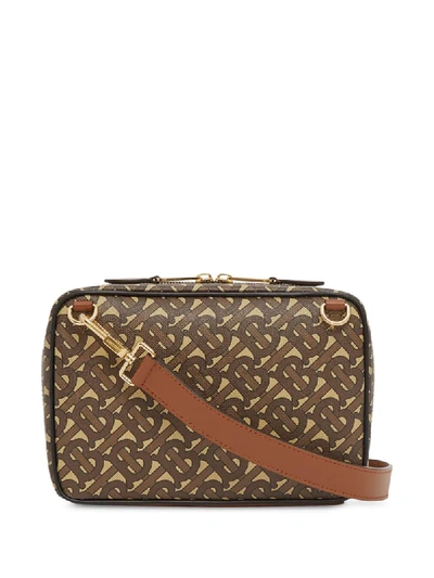 Shop Burberry Tb Monogram Print Messenger Bag In Neutrals