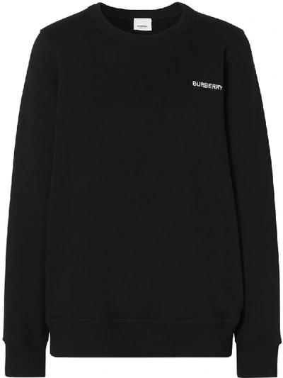 Shop Burberry Crystal-embellished Logo Sweatshirt In Black