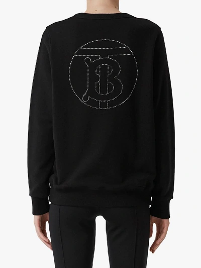 Shop Burberry Crystal-embellished Logo Sweatshirt In Black