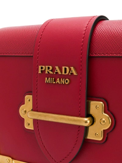 Shop Prada 'cahier' Schultertasche In Red