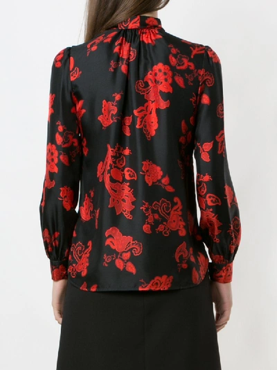 Shop Tory Burch Printed Bow Blouse In Black
