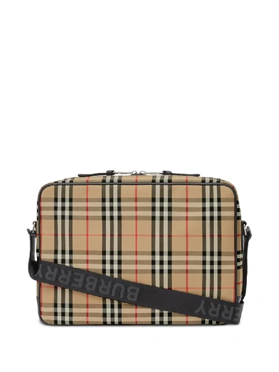 Shop Burberry Vintage Check Messenger Bag In Brown