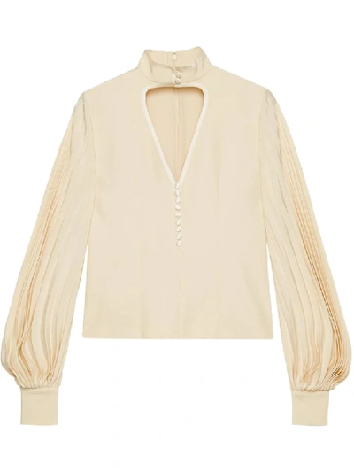Shop Gucci Cut Out Detail Blouse In White