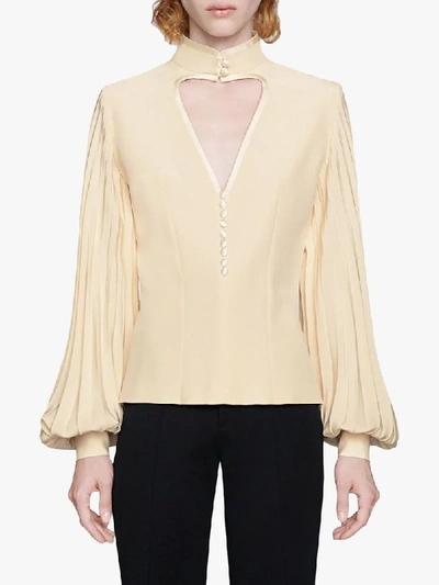 Shop Gucci Cut Out Detail Blouse In White
