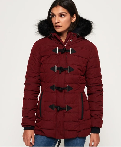 Shop Superdry Microfibre Tall Toggle Parka Jacket In Purple