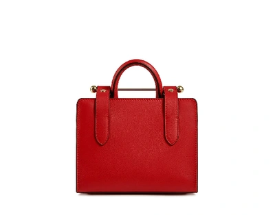 Shop Strathberry Top Handle Leather Mini Tote Bag In Red