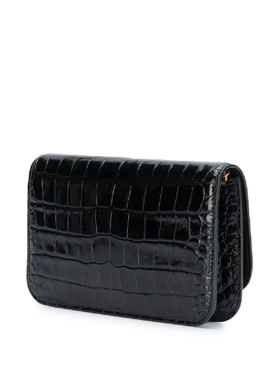 Shop Balenciaga B Leather Wallet On Chain In Black