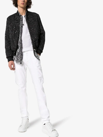 Shop Balmain Slim Fit Jeans In White