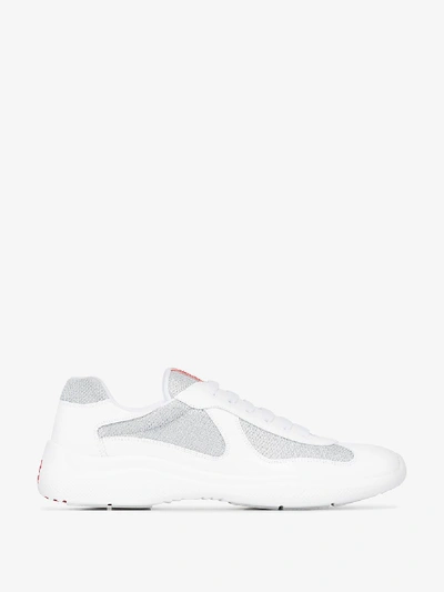 Shop Prada White America's Cup Patent Leather Sneakers