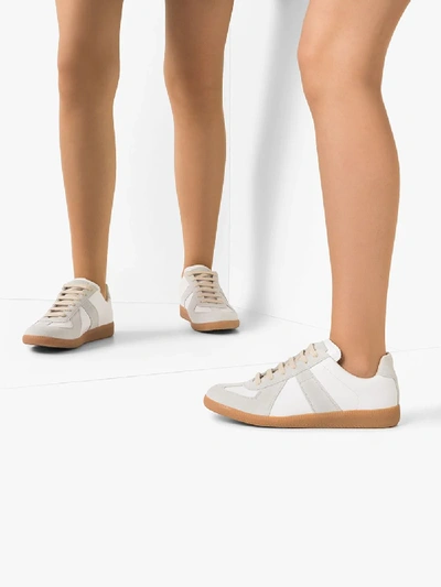 Shop Maison Margiela And Grey Replica Leather Sneakers - Women's - Calf Leather/cotton/rubber In White