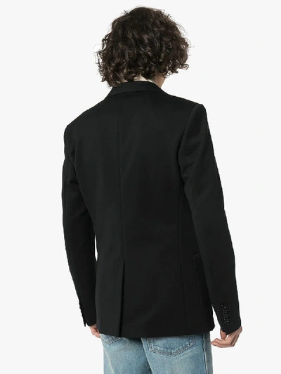 Shop Dolce & Gabbana Embroidered Logo Patch Blazer In Black