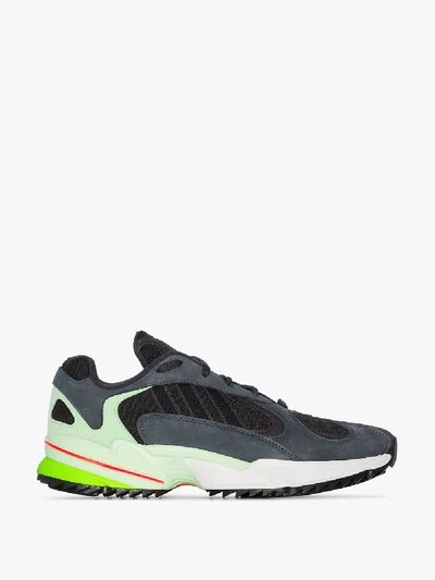 Shop Adidas Originals Black And Green Yung 1 Low Top Sneakers