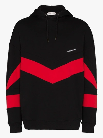 Shop Givenchy Contrast Stripe Hoodie In Black