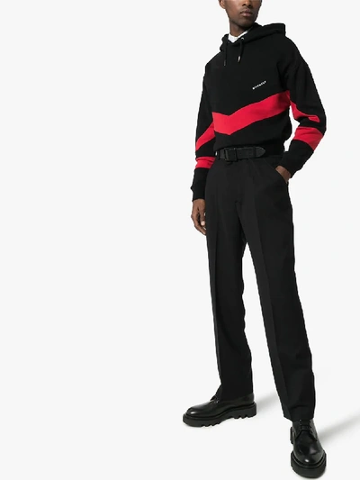 Shop Givenchy Contrast Stripe Hoodie In Black