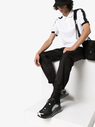 Shop Prada Mens White Contrast Band Polo Shirt