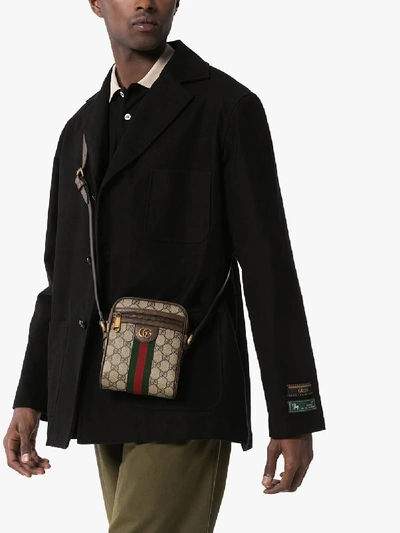 Shop Gucci Brown Ophidia Logo Shoulder Bag