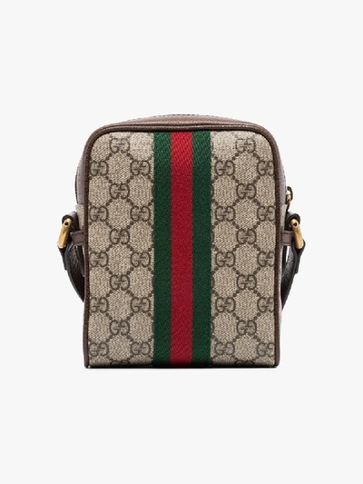 Shop Gucci Brown Ophidia Logo Shoulder Bag