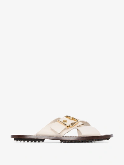 Shop Marni White Crossover Leather Sandals